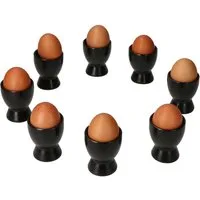 MamboCat Eierbecher 8x Nero Eierbecher schwarz Steingut Frühstück Brunch Buffet