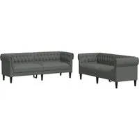 vidaXL Sofa 2-tlg. Sofagarnitur Dunkelgrau Stoff