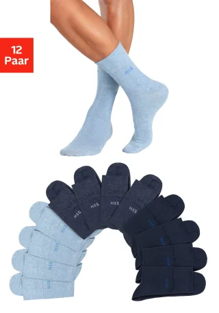 H.I.S Socken Packung, 12 Stk. tlg. ohne einschneidendes Gummi