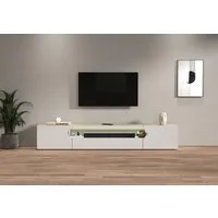 Home affaire Lowboard REAL TV-Möbel, 240 cm breit, 40/60 cm hoch, Hochglanz oder matt, mit 2 abgerundeten Türen, 1 Klappe, die ein ovales offenes Fach bilden