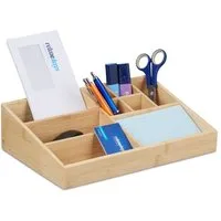 relaxdays Organizer Bambus Schreibtisch Organizer 9 Fächer