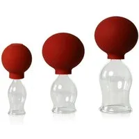 Lauschaer Glas Massagegerät Schröpfglas Schröpfgläser mit Saugball in vielen Größen aus Glas, 3-tlg.