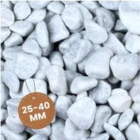 GarPet Kieselsteine Kieselsteine Garten Zierkies Weiß 25 kg Aquarium Kies Carrara Marmor
