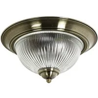 Licht-Erlebnisse Deckenleuchte BARMSTEDT, ohne Leuchtmittel, Jugendstil Deckenlampe Messing Antik Glas Küche Lampe