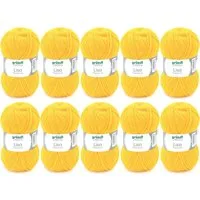 Gründl Wolle Lisa Premium Uni im 10x50g Wollpaket zum Handarbeiten Häkelwolle, (Wolle zum Stricken, Häkeln, Handarbeiten, Handstrickgarn), weich und pflegeleicht, ohne Schurwolle