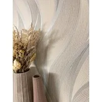 Newroom Vliestapete Faria Beige Tapete Streifentapete Wellen,Linien,Struktur, Beige Tapete Streifen Wellen - Wellenmuster Metallic Grau Modern 3D Optik Linien Struktur für Wohnzimmer Schlafzimmer Küche, Wellenmuster