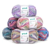 Gründl Hot Socks Sockenwolle 4fach, Paket 6x100g Sockengarn mit Farbverlauf Häkelwolle, (Spar-Set, mit Kaschmir oder mit Seide oder mit Alpaca)