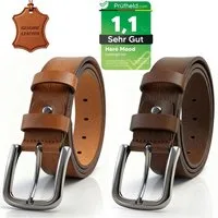 herémood Ledergürtel Gürtel Herren 4 cm Ledergürtel Jeans Premium Herren Geschenke 2 Stück (100 % Echtleder Gürtel handgefertigt, hochwertig verarbeitet, kürzbar, 2-St., Cognac & Braun 120 cm – echtes, robustes Büffelleder, langlebig) Ledergürtel Her