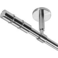 BASIT Gardinenstange Rohr Edelstahl 16 mm mit Deckenträgern 120 cm E26, Ø 16 mm, 1-läufig, verschraubt, Edelstahl, D11 120 cm E26 Kristall