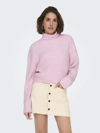 ONLY - ONLMELANIE L/S ROLLNECK PULLOVER KNTNOOS pink lady - Gr. - XS