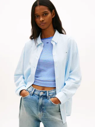 Tommy Jeans (PVH Group) - TJW RLX LINEN SHIRT Light Powdery Blue - Gr. - XS