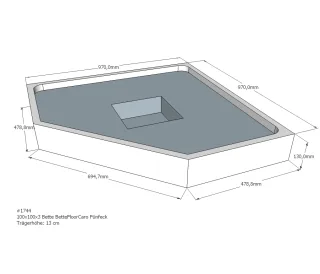 Neuesbad Wannenträger für Bette Floor Caro Fünfeck 1000x1000 SD21077