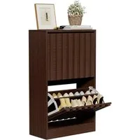 UEV Schuhschrank mit 2 Klappen Schuhregal Schukipper schmal 24CM tief (Anti-Kipp-Vorrichtung für Eingangsbereich, Modern Schuhaufbewahrung mit Oberplatte Platzsparend, Schuhkommode) Trennwände verstellbar und abnehmbar für verschiedene Schuhtypen