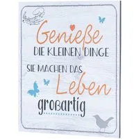 Levandeo® Wandbild, Wandbild 20x20cm Genieße die kleinen Dinge Spruch Deko Wandschild