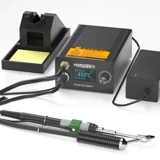 HANDSKIT T12A Desoldering Station Soldering Iron EU Plug Hot Air Gun Suction Tin Gun 150W Adjustable Temperature OLED Di