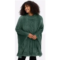 Sheego Strickponcho Poncho Ärmellos Jersey, Zopfmuster Länge ca. 76 cm