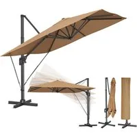 SONGMICS Sonnenschirm, LxB: 290,00x290,00 cm, UPF 50+, 360° drehbar, mit Ständer, Befestigungsgurten
