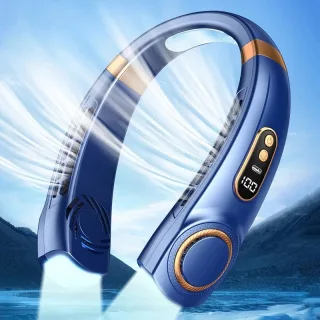 1800mAh Portable Hanging Neck FanTop VersionBattery Display Colorful Breathing Light Portable Halterneck Fan USB Han