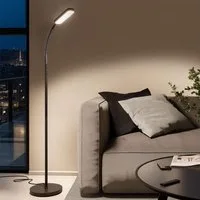 tectake Stehlampe Wohnzimmerlampe Prisma LED, 5 Lichtmodi, 12 W, dimmbar, LED, Moderne Stehlampe mit Schwanenhals für präzise Lichtausrichtung