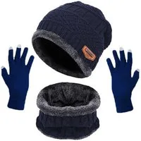 Coonoor Mütze & Schal Wintermütze, Multifunktionstuch und Touchscreen Handschuhe Set Geeignet für Jugendliche, Menschen mittleren Alters und Senioren