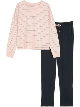 Marc O'Polo Damen Pyjama Blend & Pair CottonSchlafanzug, Pyjama Set, Nachtwäsche