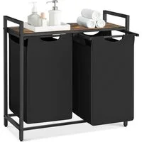 VASAGLE Wäschekorb, 2 Wäschesäcke aus Oxford-Gewebe, abnehmbar, 2 x 46 L