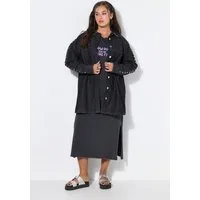 Studio Untold Hemdbluse Jeanshemd Oversize Shape Zier-Ösen