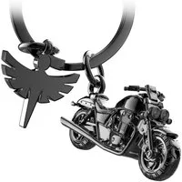 FABACH Schlüsselanhänger Chopper Motorrad mit Schutzengel - Engel Glücksbringer Motorradfahrer
