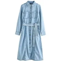 Next Midikleid Midi-Hemdkleid aus Denim mit Gürtel (1-tlg)