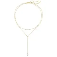 Hey Happiness Perlenketten-Set Layer mit Süßwasserperle Anhänger für Damen, 2er Set 925 Silberketten, Y Kette & zarte Perlenkette, Brautschmuck