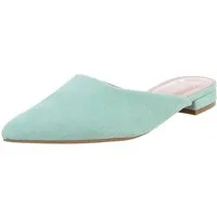 Ital-Design Elegante Slipper aus Wildlederimitat für Damen Pantolette (89372390) Blockabsatz Pantoletten in Hellgrün