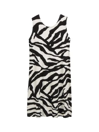 Tom Tailor - Jersey Kleid mit Rückendetail abstract beige zebra - Gr. - 36