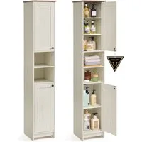 SONGMICS HOME Badkommode Badezimmerschrank Badschrank schmal, verstellbare Ablagen, Toolless-Technologie, superschnelle werkzeuglose Montage