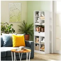 HOMCOM Bücherregal Aufbewahrungsregal mit Schublade Bücherschrank für Schlafzimmer, Standregal 1-tlg., für Wohnzimmer, Büro, 60 x 26 x 158 cm, Weiß