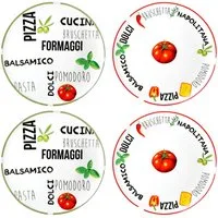 MamboCat Pizzateller 4er Set Pizzateller Tomate Weiß mit Dekor Ø 31cm - 2x Grün & 2x Rot
