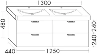 Burgbad Waschtischunterschrank Sys30 PG3 Diago 480x1250x440 Dunkelgrau Matt, WWMN125F3357 WWMN125F3357