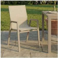 IDIMEX Gartenstuhl MONDELLO (6 St), Terrassenstühle 6er Set mit Armlehnen aus WPC Champagner