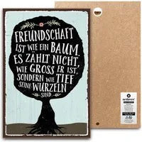 ARTFAVES Holzbild Schild mit Spruch - FREUNDSCHAFT IST WIE EIN BAUM - Freundschaft