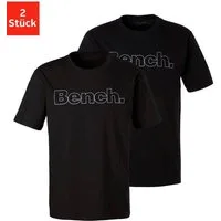 Bench. Loungewear T-Shirt (2-tlg) Shirt mit Logoprint, Basicshirt mit Rundhals aus reiner Baumwolle