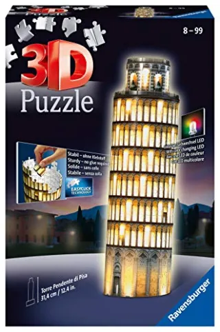 Ravensburger 12515 - 3D Puzzle Schiefer Turm bei Nacht (216 Teile)