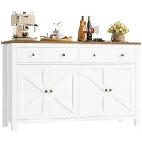 Homfa Sideboard Küchenschrank, mit 2 Schubladen 4 Türen, verstellbare Ablage, Breite 140 cm