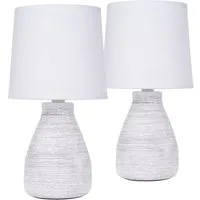 BRUBAKER Tischleuchte Landhaus Shabby Chic, Designer Tischlampe, Ohne Leuchtmittel, 1x oder 2er Set Deko Nachttischlampe mit Stein Optik