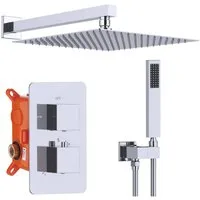 HOMELODY Stangenbrause-Set Unterputz Duscharmatur Multifunktion Duschsystem 38℃ Thermostat, Duschset mit Hochdruck Duschkopf, Regendusche Dusche, Messing