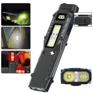 Bikight DT007 1200LM Portable Tactical Flashlight With Side Floodlight Double Tail Swich Ultra Bright Mini LED Torch Rec