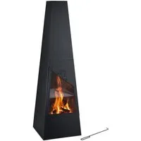 relaxdays Feuerstelle Gartenkamin mit Grillfunktion