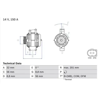 Bosch Lichtmaschine 150A Mercedes E-Klasse Sprinter 0986046300