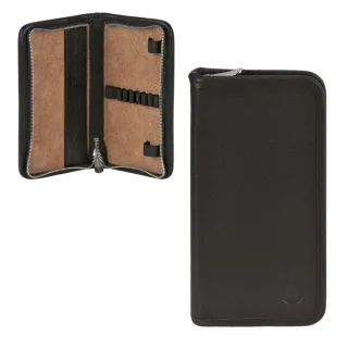 Federmäppchen 6 Stiftschlaufen Leder schwarz 19x10cm | Sonnenleder Nietzsche. Der elegante Organizer für Ihre Business-Schreibgeräte und Notizen.