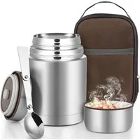 SURFOU Thermobehälter Thermobehälter Für Essen 800ML, Thermobecher Wärmebehälter, Thermobox, Edelstahl, (Lebensmittelechter Edelstahl Warmhaltebehälter Speisegefäß für Essen,BPA frei, PVC frei, 800ml, Thermoskanne Essen Auslaufsicher für Suppe, Brei,