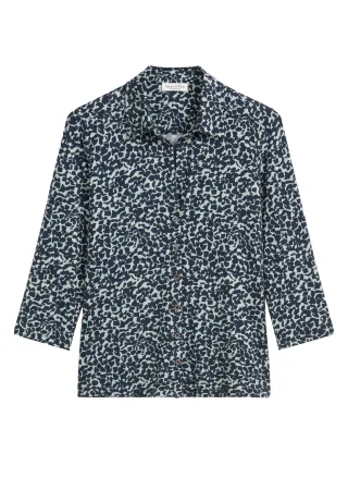 Marc OPolo Casual - Print-Jerseybluse regular aus LENZING™ ECOVERO™ blau/grün - Gr. - L