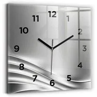 Tulup Wanduhr Glasuhr Silberne Abstraktion Rechteckige Uhr aus Gehärtetem Glas
